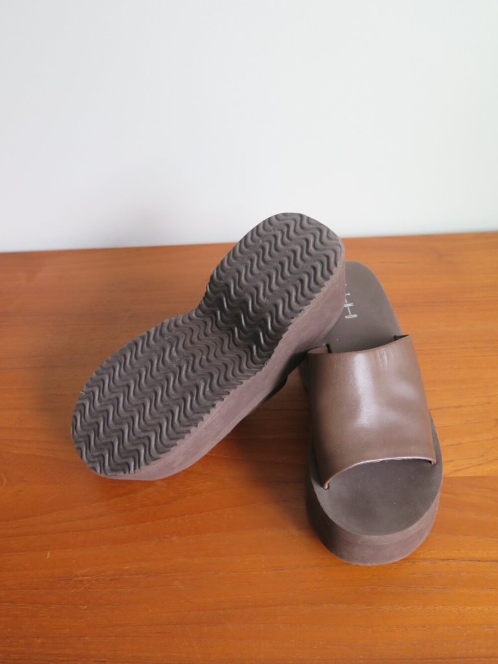 ITNO Two Wave Mule Platform Slides Brown Leather EU 38/US 7 - Picture 8 of 13